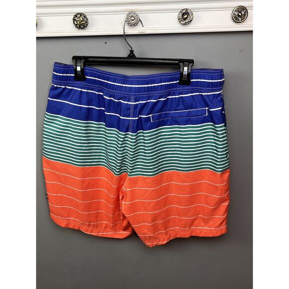 Nautica Swim Suit Trunks Mens Large Shorts Striped Colorful Pockets Beach Pool - Picture 2 of 7